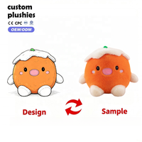 Peluche Ronde Mignonne Fruits et Légumes, Jouet en Peluche Doux et Moelleux Orange Kaki, Peluches Fruits Kawaii Dessin Animé, Cadeau pour Enfants