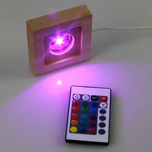 7 màu vuông đèn Led bằng gỗ thắp sáng cơ sở đứng Laser Tinh thể thủy tinh tự làm ánh sáng ban đêm cơ sở nhựa nghệ thuật trang trí - Product Image 6