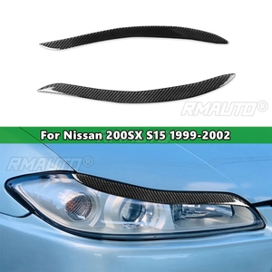 2 件装碳纤维汽车大灯眉饰盖适用于日产 200SX S15 1999-2002 汽车贴纸大灯眉装饰盖 - Product Image 1