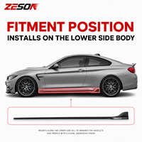 ZESON Serat Karbon Asli Model AD V1 Side Skirt Rocker Panel untuk BMW M3 F80 M4 F82 F83 Competition 2014-2018
