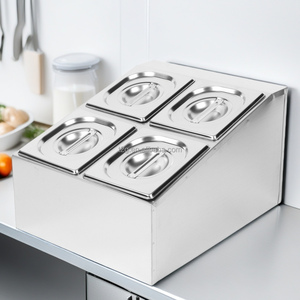 Contenedor de Alimentos de Acero Inoxidable para Buffet, 6 Compartimentos, Soporte para Bandeja GN, Superficie Pulida Espejo, para Servicio de Restaurante - Product Image 2