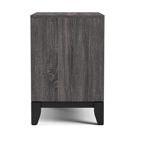 Comodino dal Design Bicolore con Due Cassetti, Finitura Grigia e Gambe in Legno, Arredamento per Camera da Letto - Product Image 4