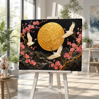 Peintures dorées Peinture par numéros Paysage moderne Kit de peinture DIY avec cadre Toile d'art Ensemble cadeau de Noël