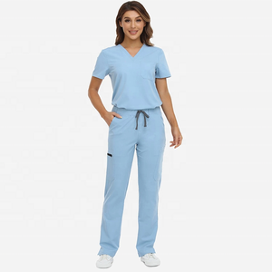 Conjunto de Ropa Quirúrgica para Mujer, Conjunto de Uniforme de Enfermería Unisex, Ropa de Trabajo Quirúrgica de Color Sólido - Product Image 2