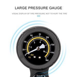 Pompe à pied en alliage d'aluminium Presta Schrader Valve Gonfleur de pneu de vélo Pompe à pied avec manomètre numérique - Product Image 4