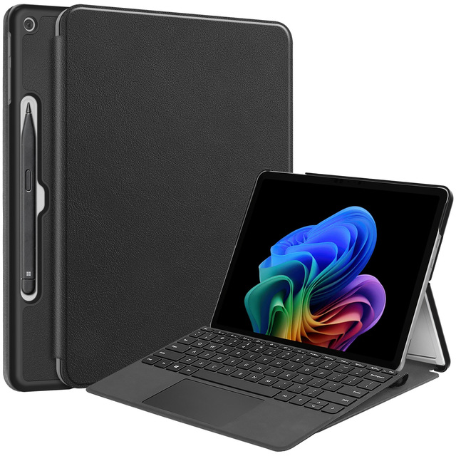 For Microsoft Surface Pro 12 Case, Business PU Leather Folio Stand Hard PC Shell Protective Cover for Surface Pro 12 12.0" 2025