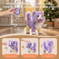 Tumama Chat en peluche robot interactif pour enfants, compagnon de compagnie à poils longs, contrôlé par télécommande, qui marche et chante, pour filles et bébés