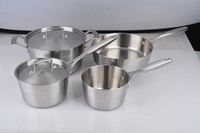 Ensemble de casseroles en acier inoxydable et aluminium de qualité supérieure, classique, sain et écologique, 4 pièces, comprenant une casserole, une cocotte et une poêle à frire