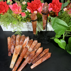 Varitas de Cristal Curativas Naturales al por Mayor, Puntas de Cristal Hematoides de Cuarzo Rojo Fuego para Decoración - Product Image 3