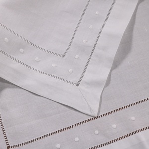 N027-18 Có Thể In Thêu Đám Cưới Giáng Sinh 18X18 "Khăn Ăn Trắng Ramie Bông Thêu Chấm Thang Hemstitch Khăn Ăn - Product Image 5