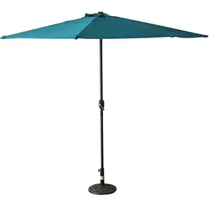 3M STEEL HALF ROUND UMBRELLA OUTDOOR GARDEN PARASOL