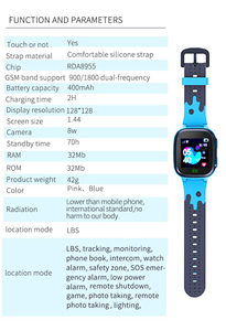 Montre connectée GPS SOS pour enfant 2026 Q15 avec écran OLED, étanche IP67, caméra, appel, réveil, télécommande, anti-perte et suivi - Product Image 5