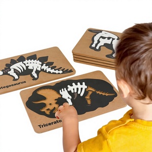 Rompecabezas de Fósiles de Dinosaurios: Mosasaurio, Pterodáctilo, Estegosaurio y T-Rex, Juguete Educativo Montessori, Rompecabezas de Esqueleto de Dinosaurio para Niños - Product Image 3