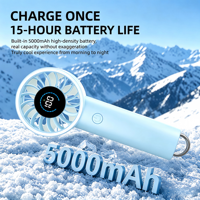 Ventilateur portatif rechargeable par USB, batterie 5000 mAh, 100 vitesses, silencieux, affichage numérique, avec crochet, mini ventilateur pour l'extérieur