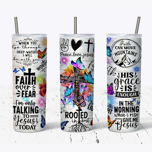 Nuevo Vaso Personalizable de 20oz, Delgado, con Versículo Bíblico Religioso y Frase Motivacional, Taza de Viaje de Acero Inoxidable - Product Image 2