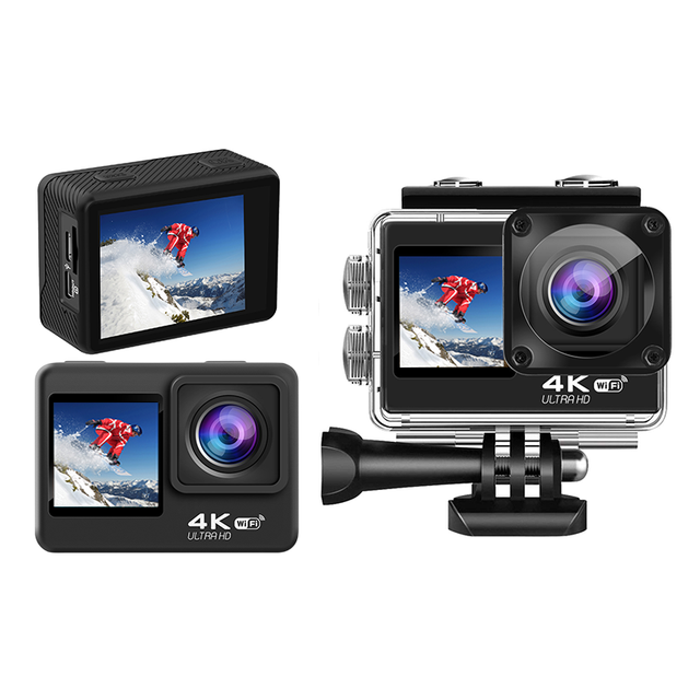 D2 Underwater Action Camera 4K 2 Inch Dual Screen Touch Screen WiFi Waterproof Case