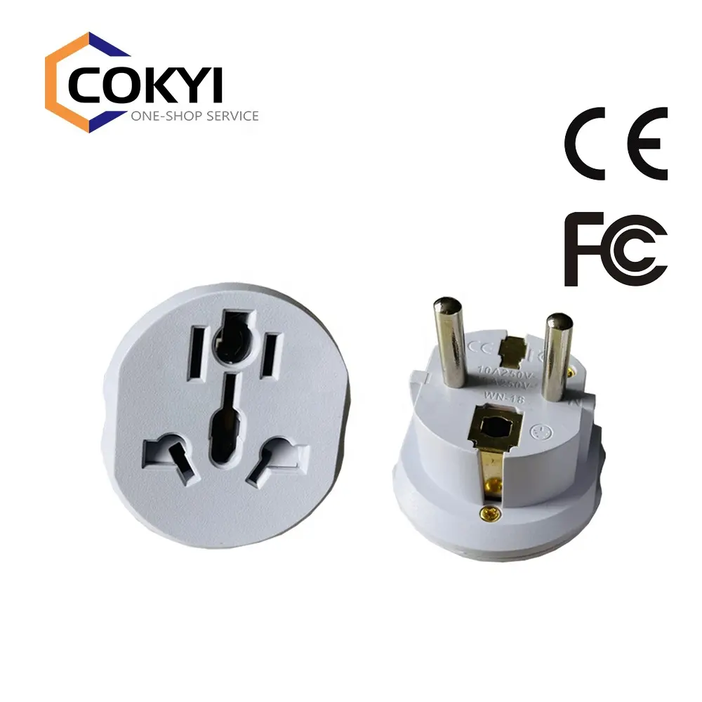 Country Adaptor India Israel Denmark to Europe Earthed Contact Plug (Type F, CEE 7/7) Suitable for All Grounded Unearthed Device