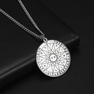 Collar con Colgante de Acero Inoxidable con <span class=keywords><strong>Amuleto</strong></span> <span class=keywords><strong>del</strong></span> <span class=keywords><strong>Rey</strong></span> Salomón Contra Enfermedades, Talismán <span class=keywords><strong>del</strong></span> Pentáculo de Marte y Escorpión, Joyería para Hombre - Product Image 1