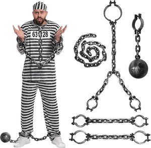 Ataduras de Plástico para Halloween: Grilletes de Pies, Anillos de Mano, Cadenas de Tobillo, Arneses de Prisionero Antiguo para Escape Rooms - Product Image 1
