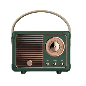 Speaker Mini nirkabel Retro, Speaker Vintage nirkabel portabel