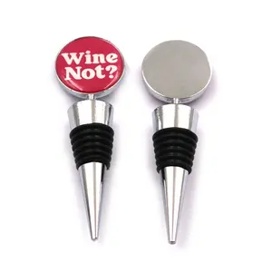 Factory Price Custom Print Logo 1 Side Logo Double Side Logo Round Shape Metal Zinc Alloy Fancy Wine Bottle Stopper