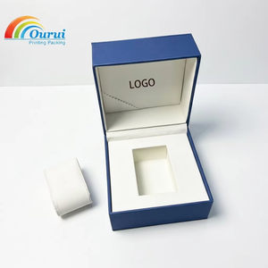 Caja de Cuero PU Azul para un Solo Reloj/Joyería, Directo de Fábrica, con Impresión de Logotipo Personalizado, Incluye Almohada de Terciopelo - Product Image 6