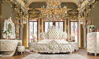 Ensemble de meubles de chambre à coucher traditionnels en bois massif italien royal, taille king, avec design écologique