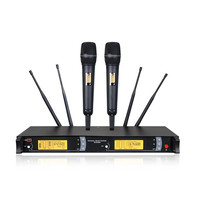 SKM9000 mikrofon UHF nirkabel, mikrofon profesional 2 Emas genggam dengan saluran musik untuk penggunaan Studio