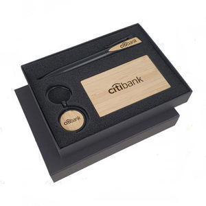 Tempat kartu kertas Logo kustom dan gantungan kunci pena Set hadiah perusahaan bisnis promosi dengan cetakan warna-warni untuk pria - Product Image 2