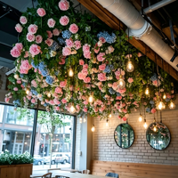 Fleurs artificielles suspendues faites à la main, hortensias et roses, pour la décoration intérieure des cafés, restaurants, hôtels, suspendues au plafond