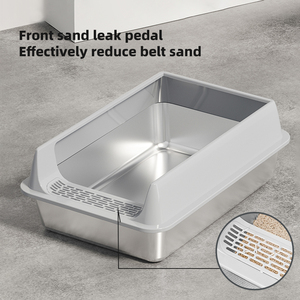 60cm Large Capacity Stainless Steel Cat <strong>Litter</strong> <strong>Box</strong> &amp; <strong>Accessories</strong> Non Slip Semi-Enclosed High Quality Manufacture Cat Toilet - Product Image 5