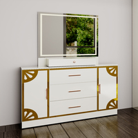 Ensemble Complet de Meubles de Chambre en Bois MDF, Lit Double King Size, Cadre en Bois Moderne, Luxe, pour la Maison