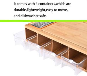 특대형 공간 절약형 대나무 도마 세트, 식품 보관 용기 정리 트레이 4개 및 야채 필러 포함 - Product Image 3