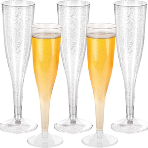 Lot de 50 flûtes à <span class=keywords><strong>champagne</strong></span> jetables en plastique rose doré scintillant, 4,5 oz (135 ml), pour mariage <span class=keywords><strong>et</strong></span> fête - Product Image 3