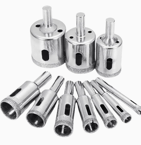 Lot de 10 forets diamantés pour découpe de métal, finition argentée, tige de 3/8 po, mandrin à changement rapide - Product Image 1