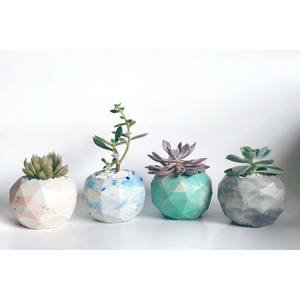 Pot en Béton Géométrique Bleu Océan Cactus Petit Pot de Fleur Ciment Bleu Ciel Jardinière Succulente - Product Image 4