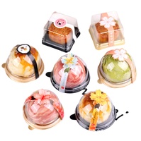 Boîte à gâteau en plastique transparente dorée noire, emballage rond carré, boîte à jaune d'œuf, boîte à mousse croustillante, boîte à biscuits