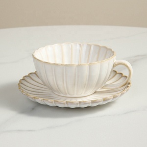 ชุดถ้วยชาและจานรองพอร์ซเลนสไตล์วินเทจสไตล์ญี่ปุ่นแก้วเซรามิกรูปฟักทองสีขาวแก้วกาแฟลาเต้สไตล์ย้อนยุค - Product Image 5