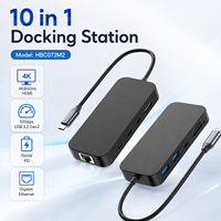 Hub USB C 10 en 1, 10 Gbps, Video Dual 4K 60 Hz HDMI, Gigabit Ethernet RJ45, 100 W PD, SD, TF 3.0, Tipo C, Estación de Acoplamiento Multipuerto