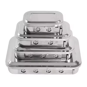 Gran oferta, bandeja de instrumentos de acero inoxidable, caja de esterilización, esterilizador Dental cuadrado, placa contenedora con agujero - Product Image 1