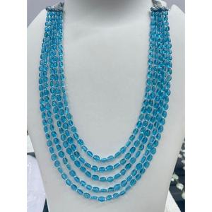 Collier à 5 rangs multicolores avec perles en verre rubis, émeraude, saphir bleu et jaune, prêt à porter - Product Image 2