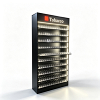Vitrine en bois noir pour magasin de tabac avec distributeur automatique de cigarettes en acrylique et éclairage LED, écologique