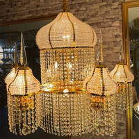 Prix d'Usine Lustre de Luxe en Cristal Personnalisé pour Hall d'Hôtel ou Mosquée, Design Arabe Doré de Style Empire