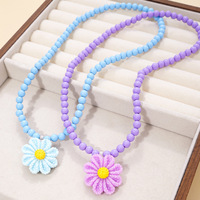 Collier de perles coloré pour enfants, pendentif fleur, bijoux de princesse