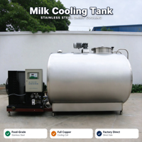 Tangki Pendingin Susu 1000L, Bahan SUS304 Stainless Steel Food Grade, Pendingin Susu untuk Peternakan Sapi Perah, Penyimpanan Pendinginan Susu Mentah