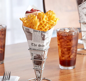 Logotipo de impresión personalizado Conos de <span class=keywords><strong>comida</strong></span> de cartón cuadrado blanco Conos de <span class=keywords><strong>comida</strong></span> de dedo de apertura cónica con bolsillo de inmersión incorporado - Product Image 4