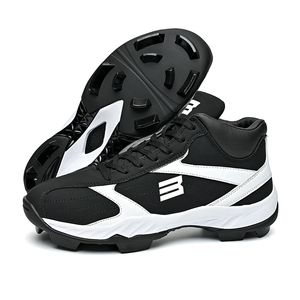Ready Stock Mid Top Unisex <b>Baseball</b> Cleats Customizable Hard Rubber Spike Sneakers Anti-Slip Grass Training Competition Shoes - Product Image 6