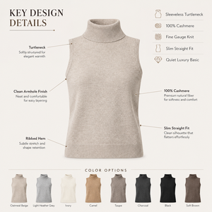 Gilet in Cashmere da Donna <span class=keywords><strong>Senza</strong></span> <span class=keywords><strong>Maniche</strong></span> a Collo Alto, Maglione Lussuoso in <span class=keywords><strong>Maglia</strong></span>, Top Morbido in Misto Lana, Base Invernale per Stratificazione, Lusso Discreto - Product Image 4