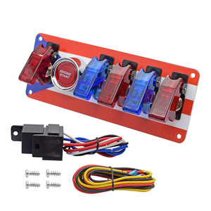 Botón de arranque de motor 6 en 1, indicador LED, interruptores de palanca, relé Precableado de 12V, Panel de interruptor de encendido de carreras de coches para RV marino - Product Image 3