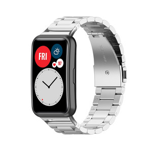 Tres enlaces de cuentas Metal Acero inoxidable Reemplazo <span class=keywords><strong>Smartwatch</strong></span> Pulsera inteligente Correa de banda para <span class=keywords><strong>Huawei</strong></span> Watch <span class=keywords><strong>Fit</strong></span> - Product Image 2